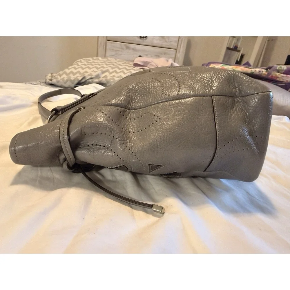 Coach Chelsea Inlaid Leather Charlie Gray Grey Tote Zip Large Patchwork